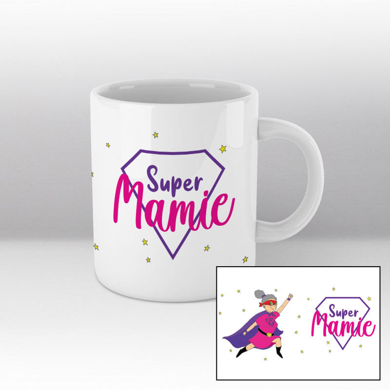 Mug Super Mamie (cartoon) Blanc Mug Super Mamie (cartoon) Blanc