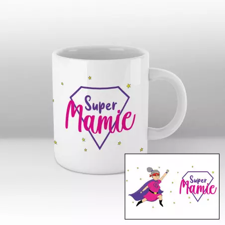 Mug Super Mamie (cartoon) Blanc