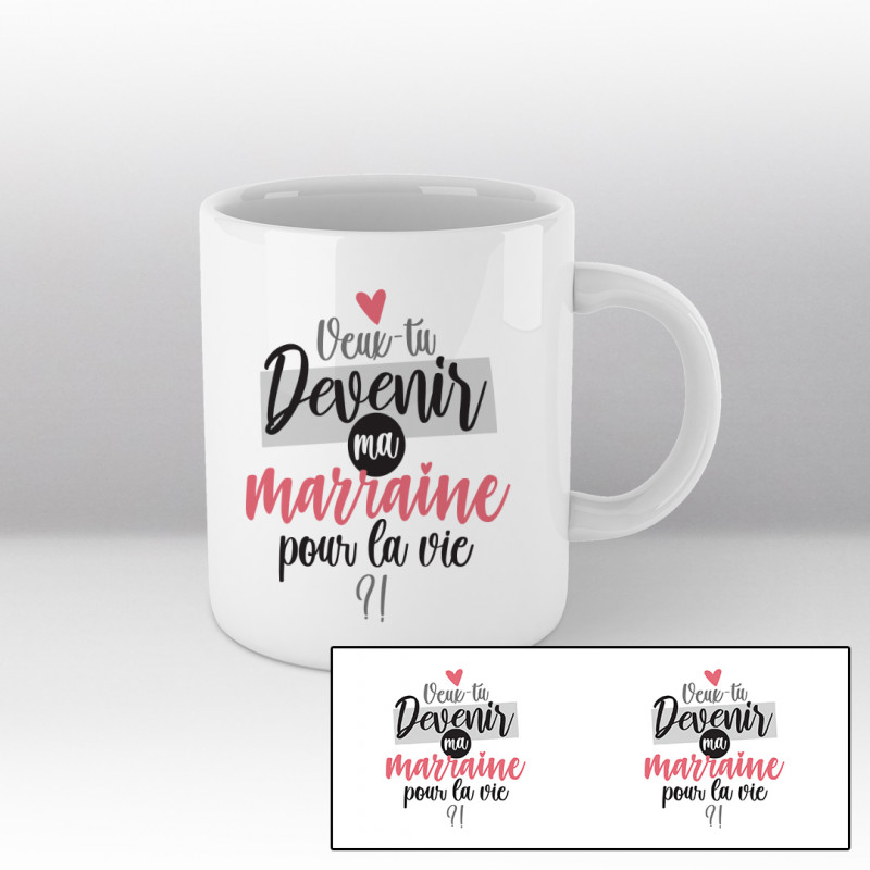 Veux tu devenir ma marraine pour la vie ?! - Mug blanc Veux tu devenir ma marraine pour la vie ?! - Mug blanc