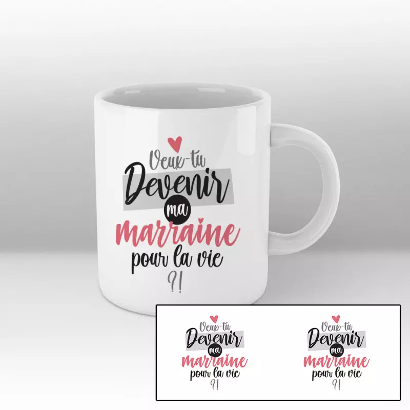 Veux tu devenir ma marraine pour la vie ?! - Mug blanc Veux tu devenir ma marraine pour la vie ?! - Mug blanc