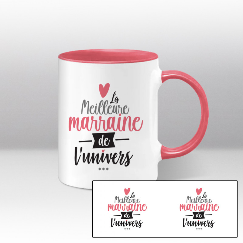 La meilleure marraine de l'univers - Mug bicolore blanc et rose La meilleure marraine de l'univers - Mug bicolore blanc et rose