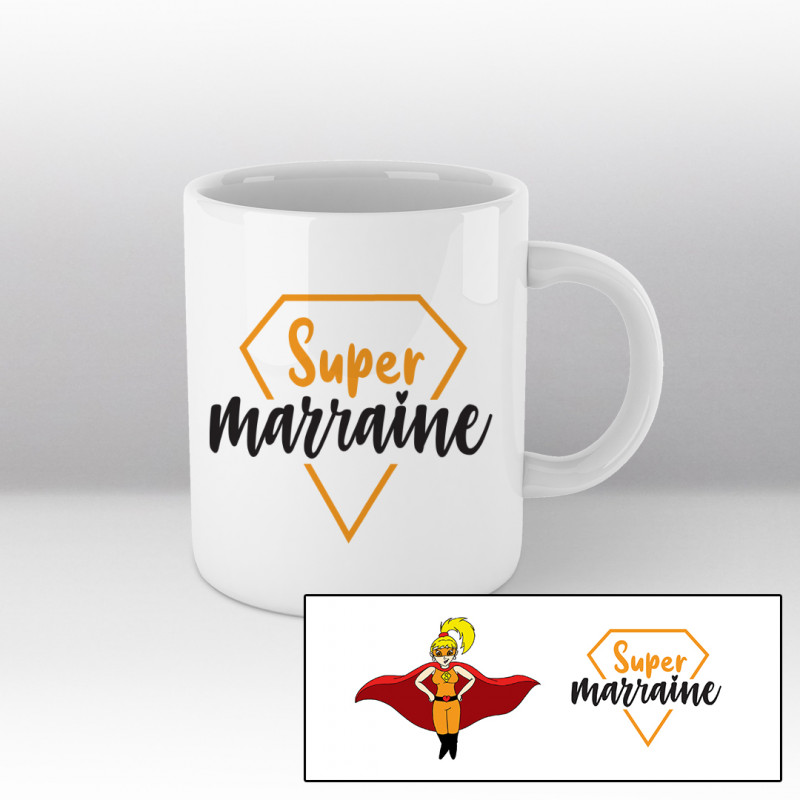 Super marraine cartoon héroïque - Mug blanc Super marraine cartoon héroïque - Mug blanc