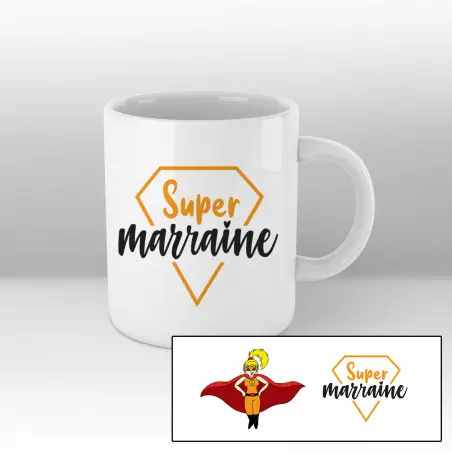 Super marraine cartoon héroïque - Mug blanc