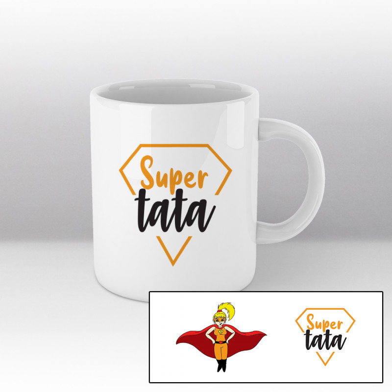 Super tata cartoon héroïque - Mug blanc Super tata cartoon héroïque - Mug blanc